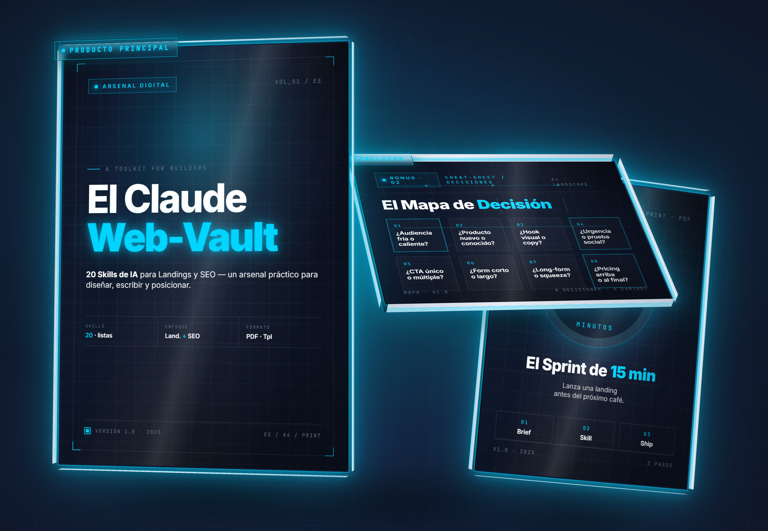 Bundle Claude Web-Vault: guía PDF principal, cheat sheet de decisiones y sprint de 15 minutos